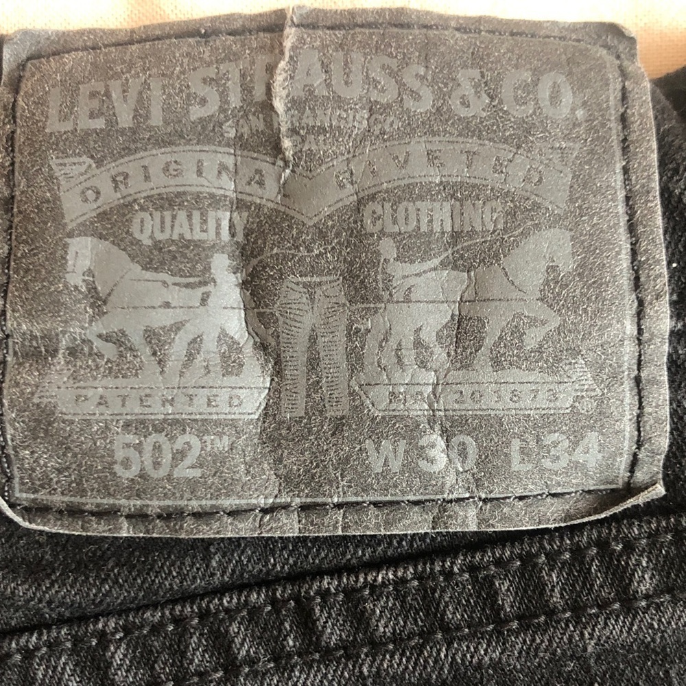 Levis 502 Black Denim Jeans Size 30 - Picture 7 of 10